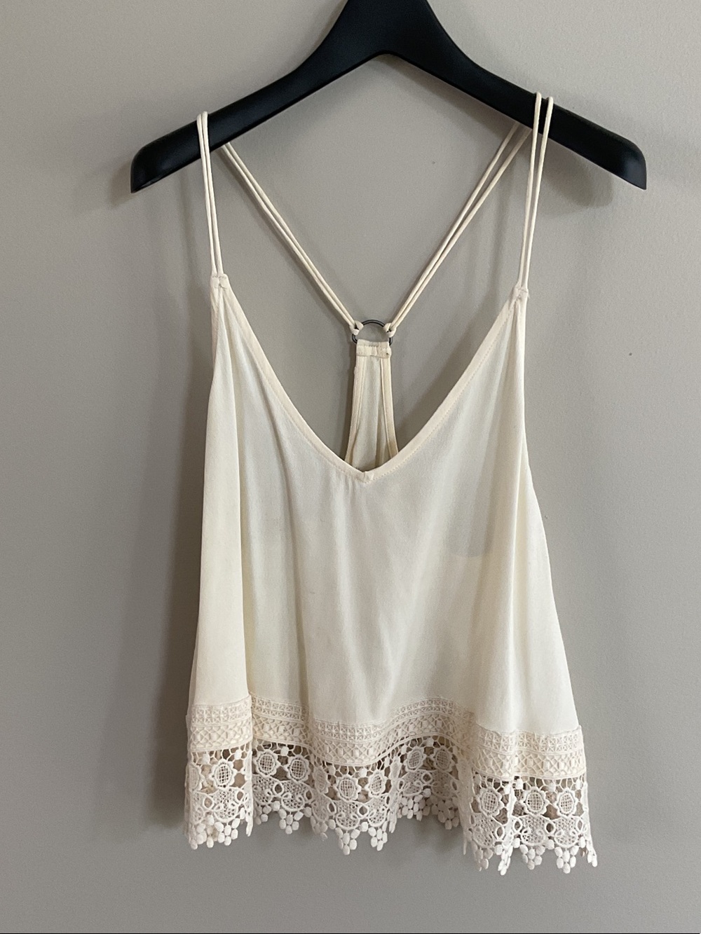 Ecoté Ivory Lace Trim Racerback Cami Top Size S Boho Festival Tank